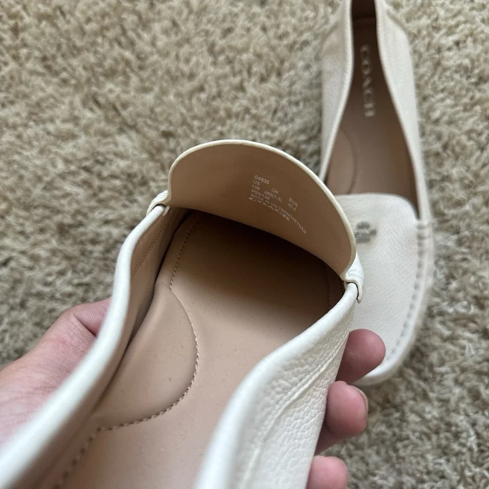 Coach Marley Leather Driver Loafers Chalk/White - Women's 10B - Brand New No Box